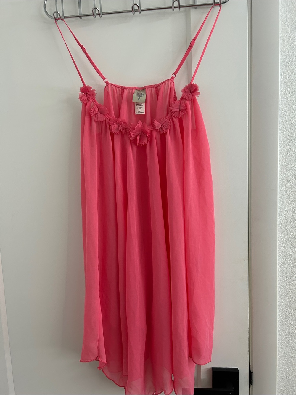 Y2K Pink Chiffon Babydoll Chemise |Size Large